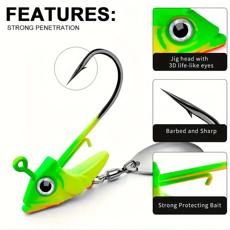 Señuelos Jig Head con spinner y cuchara duros para vinilo pesca - imagen 2