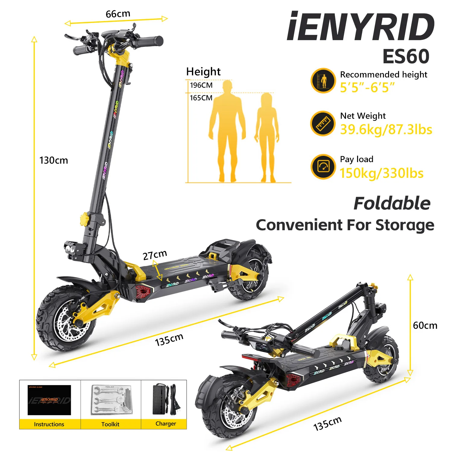 IENYRID IE-ES60 scooter eléctrico 2400W vista lateral