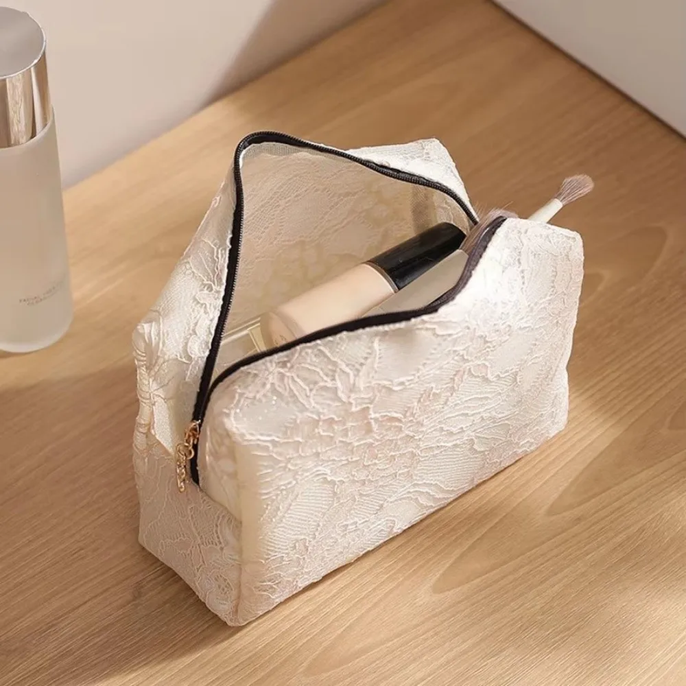 Bolsa cosméticos impermeable de encaje floral gran capacidad