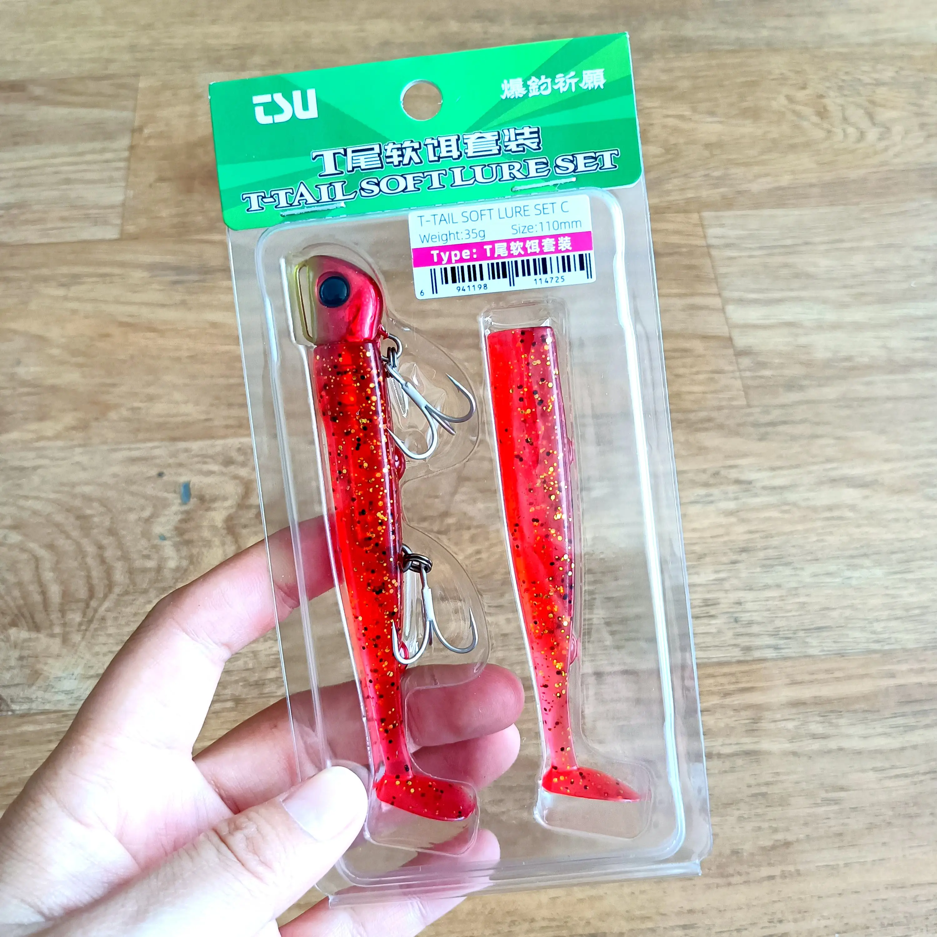Jig Head Tsurinoya con vinilo T-Tail 110mm – Lubina y lenguado