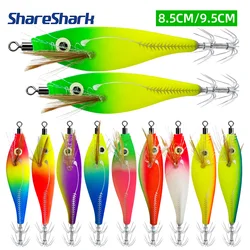 ShareShark Señuelo Jig madera luminoso horizontal para calamar y pulpo