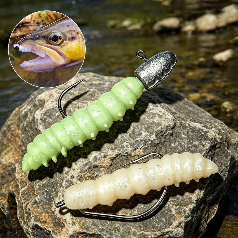 Spinpoler Señuelo blando larva flotante UV para trucha y bagre - imagen 5