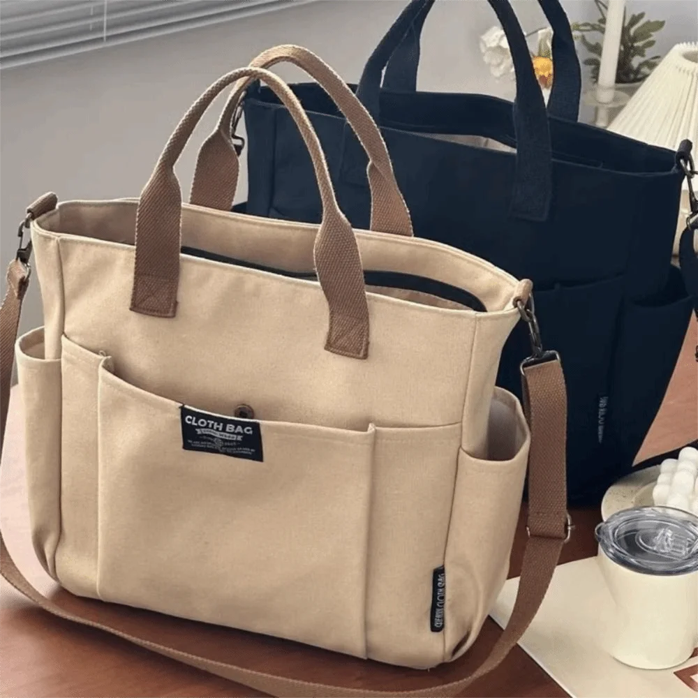 Bolsa bandolera de lona con bolsillos, gran capacidad - imagen 5