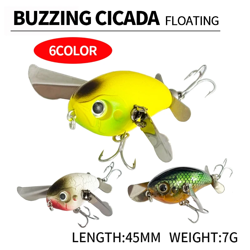 Señuelo cicada de superficie flotante con sonido y hélice metálica - imagen 5
