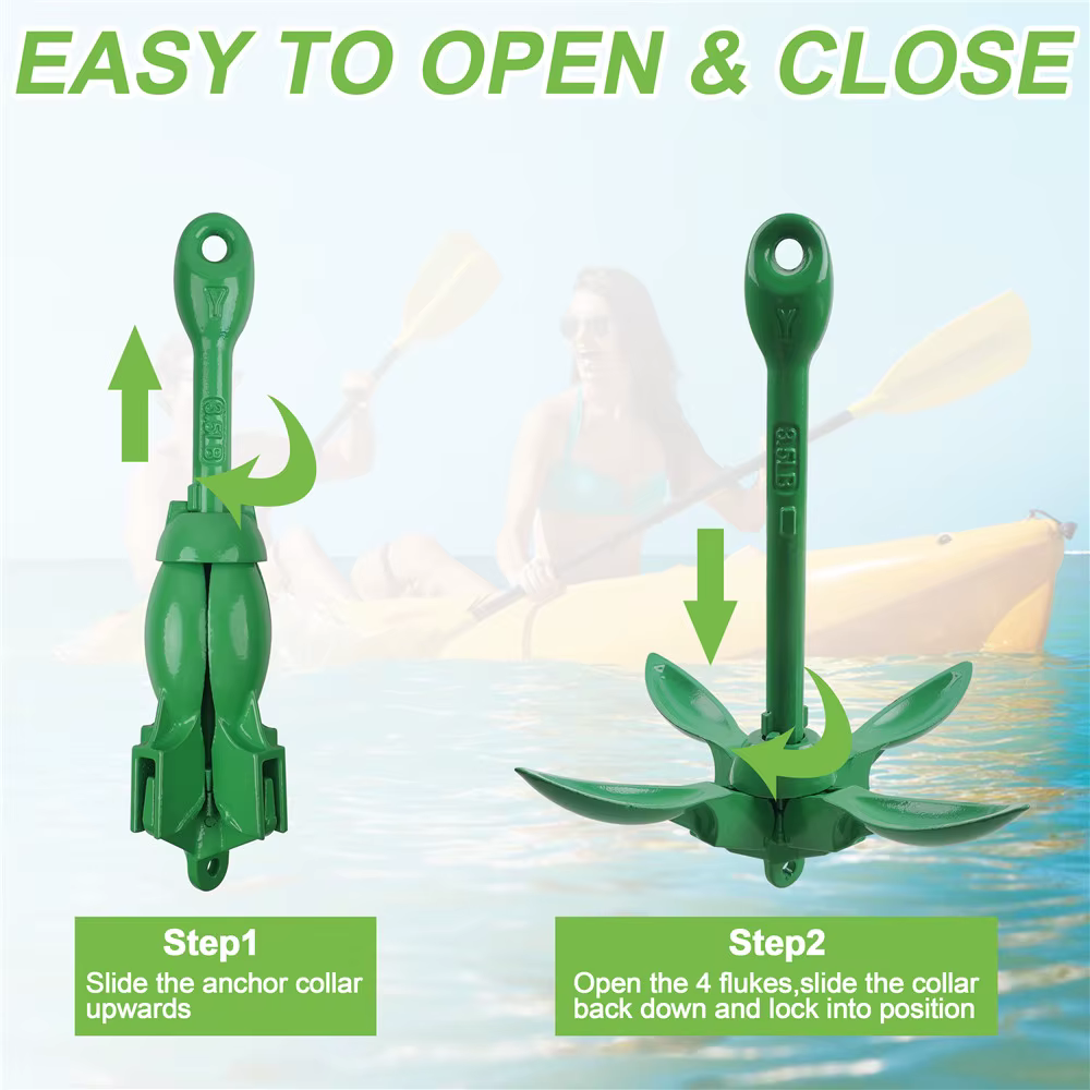 Ancla plegable 1,5 kg con cabo flotante 13M para kayak - imagen 3