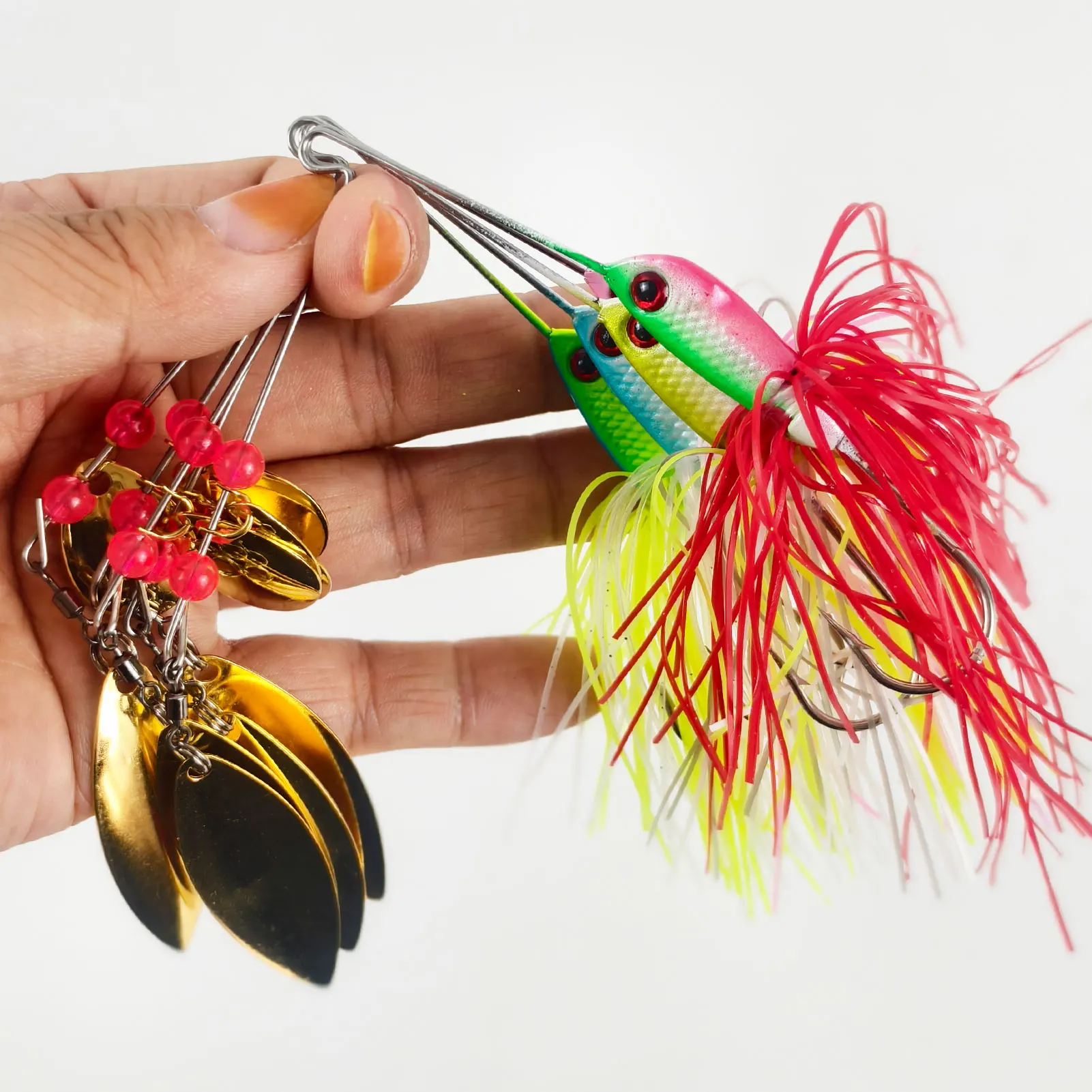 Free Fisher Spinnerbait con faldas de goma y lentejuelas Buzzbait - imagen 4