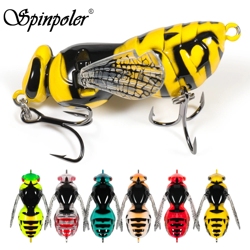 Spinpoler Bionic 3D Wasp señuelo superficie con ala móvil y sonajero
