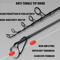 Caña telescópica de carbono para surfcasting y carpa con EVA