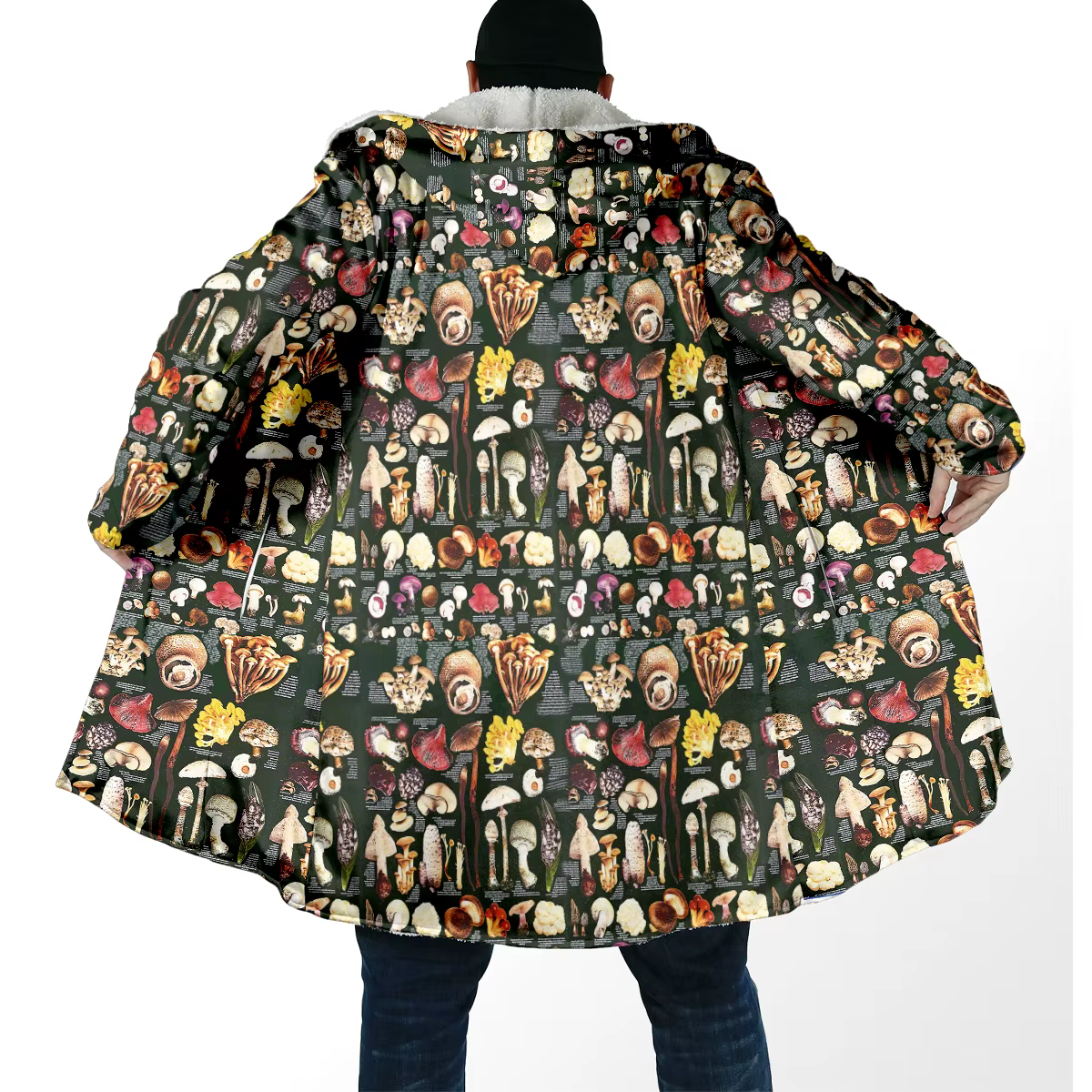 Capa de invierno para hombre capucha lana estampado 3D setas unisex - imagen 2