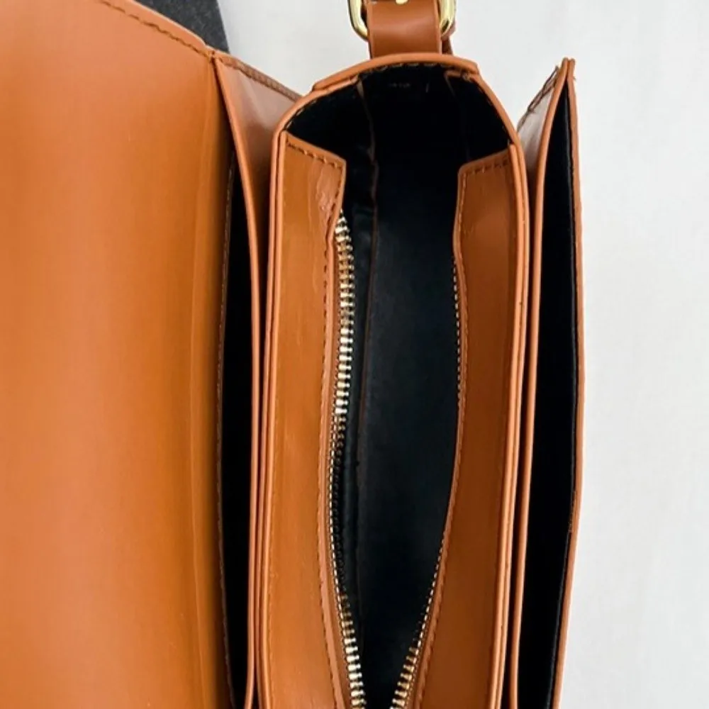Bolso bandolera retro de cuero PU cuadrado gran capacidad - imagen 3