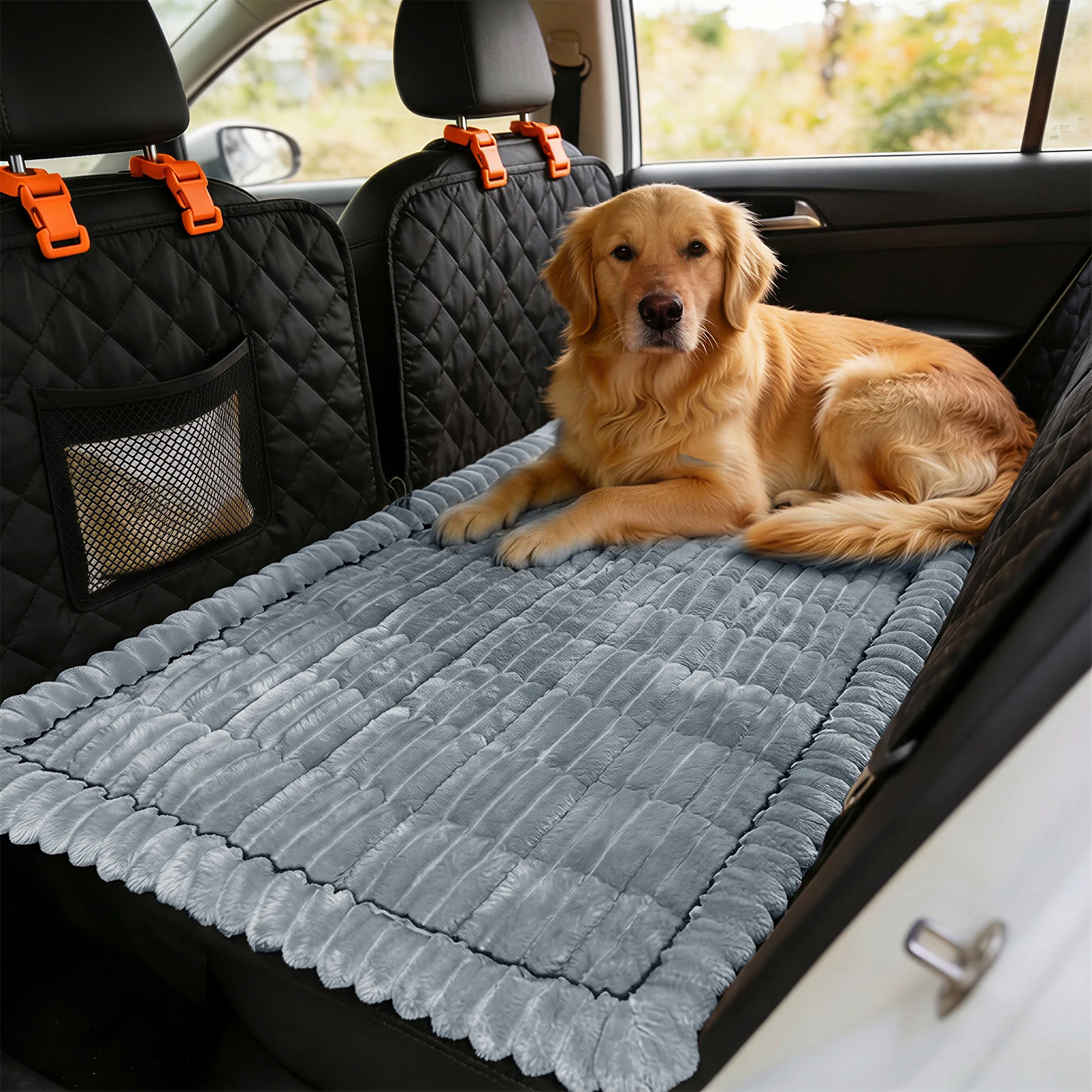 Cama para mascotas antideslizante a cuadros asiento trasero