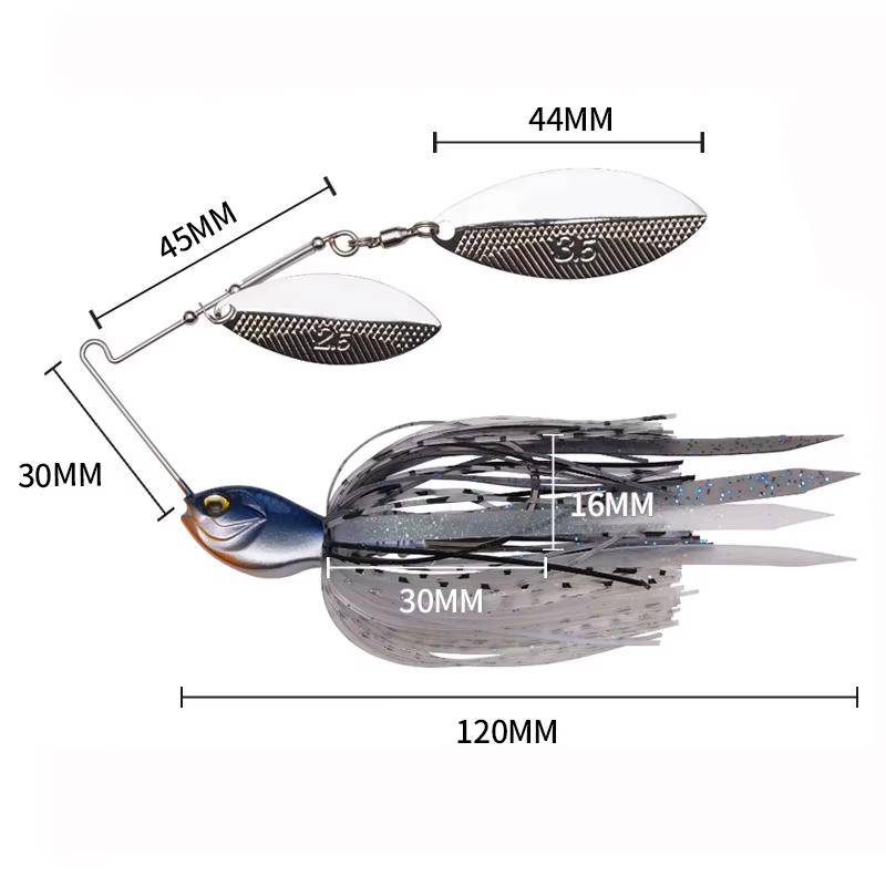 Spinnerbait para lubina – Señuelo giratorio de metal con falda - imagen 3