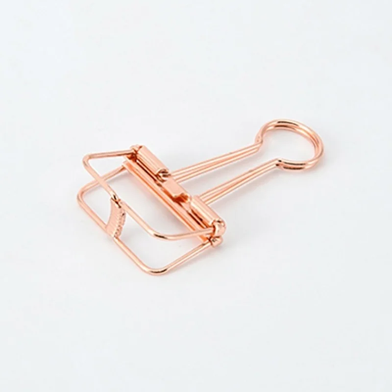 Clips de papel oro rosa - Metálicos para carpeta y archivo resistente - imagen 5