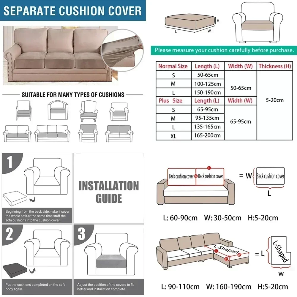 Funda elástica de terciopelo para sofá – Ajuste suave y resistente - imagen 5