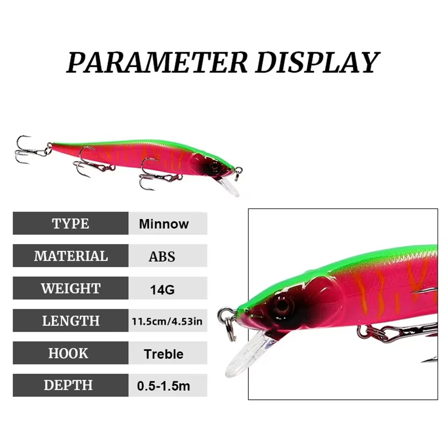 Crankbait Minnow Wobblers – Ojos 3D para luccio, perca y carpa - imagen 4