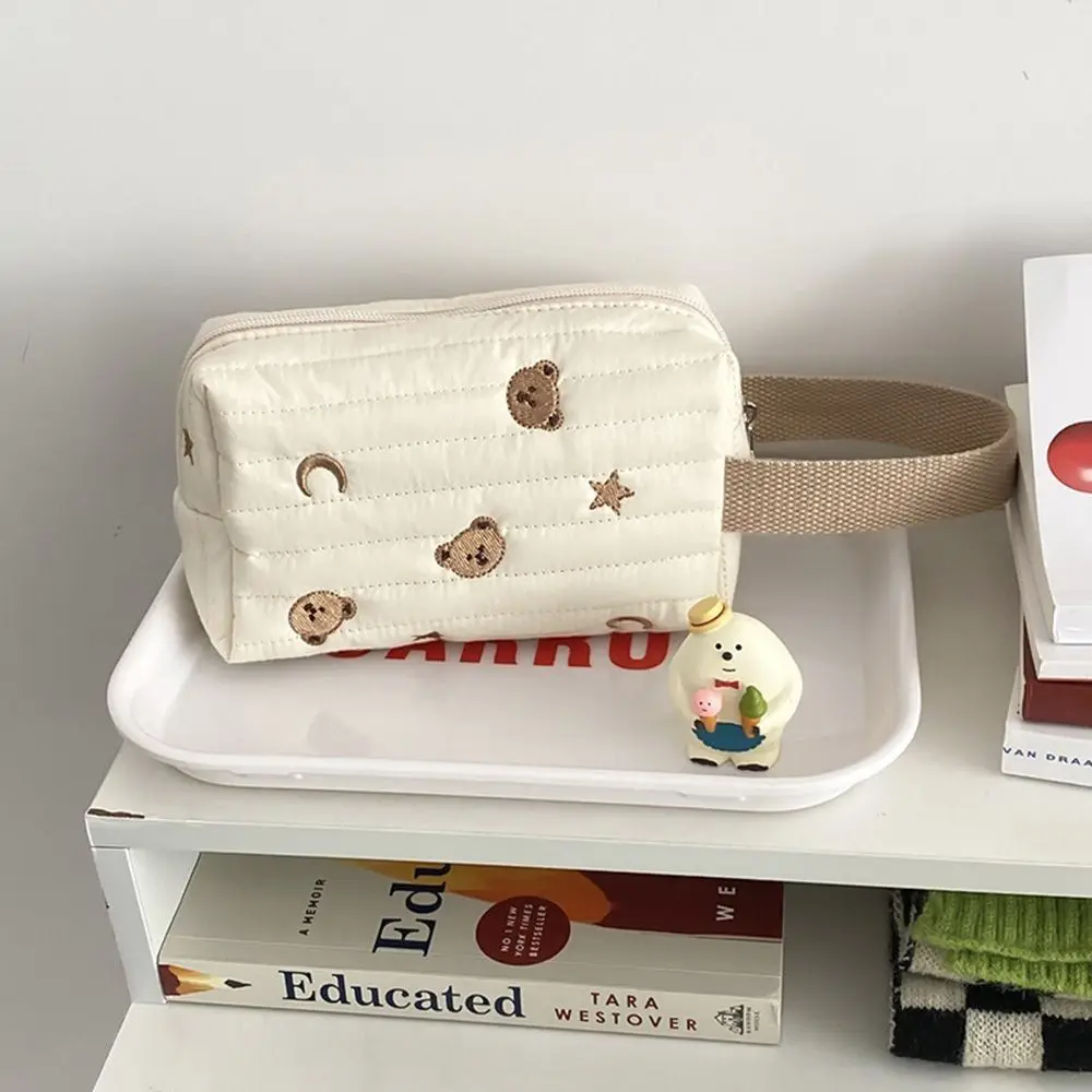 Bolsa de aseo con bordado y cremallera, estuche de algodón oso - imagen 4