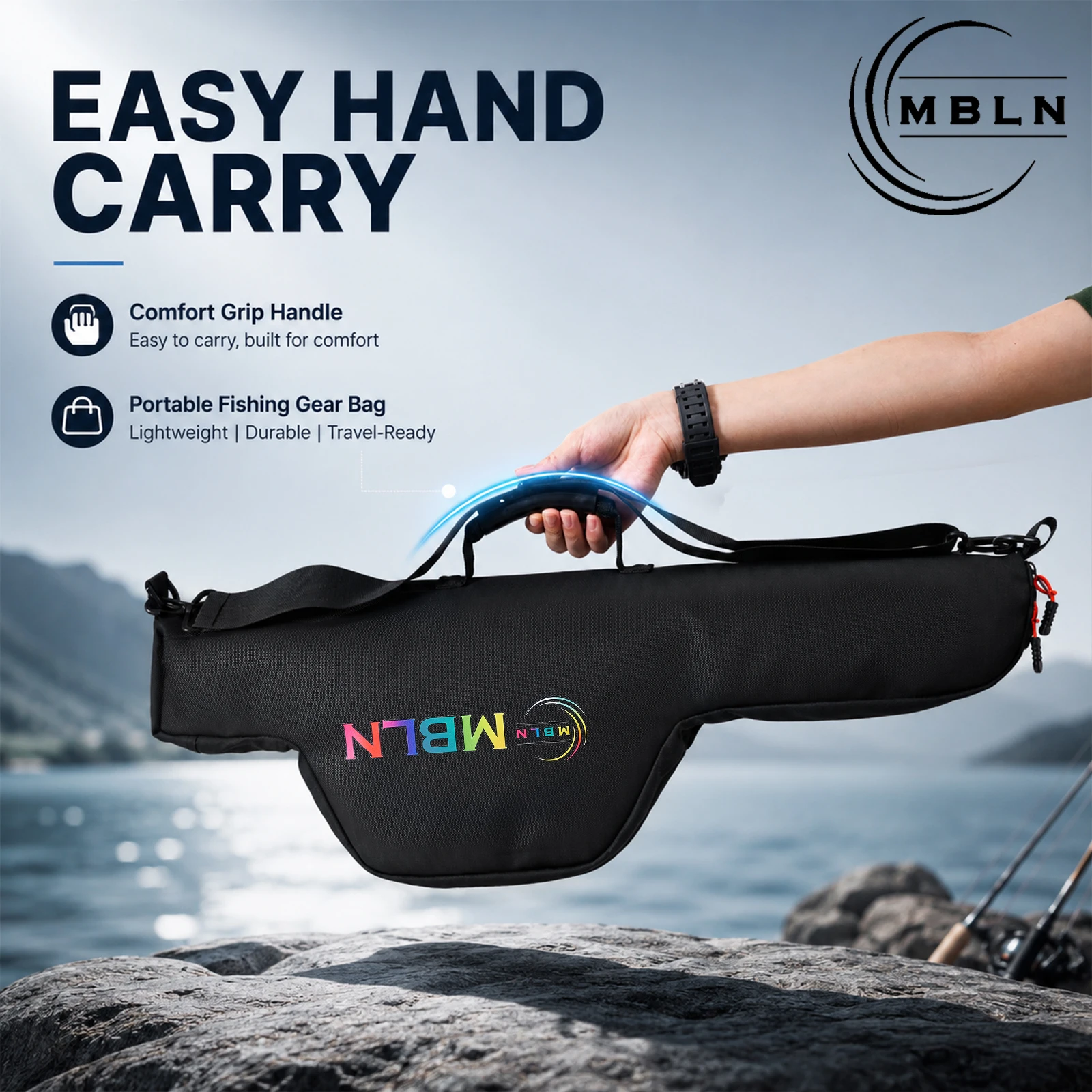 MBLN Bolsa de pesca portátil plegable PU con correa al hombro - imagen 4