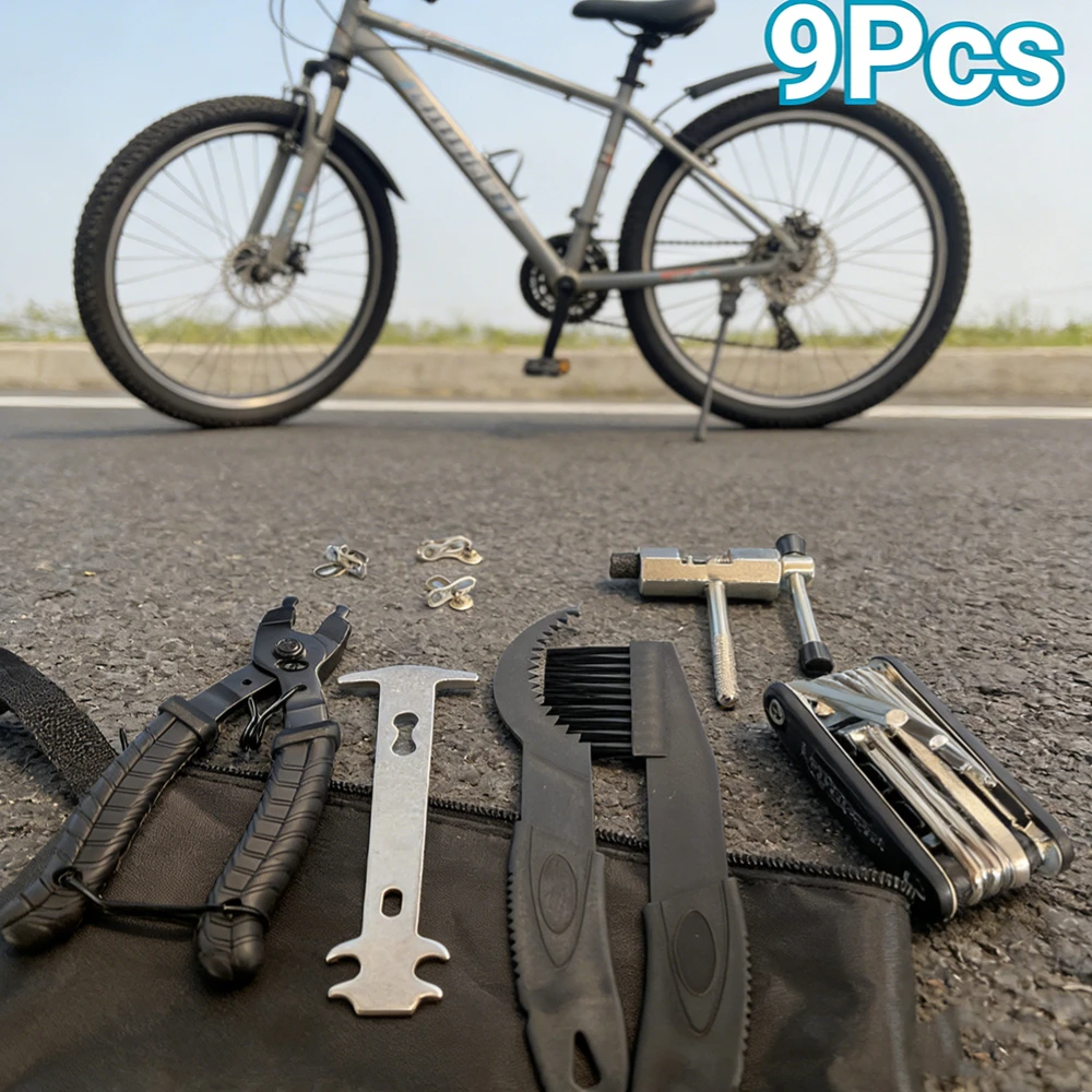 Juego de herramientas para bicicleta en uso