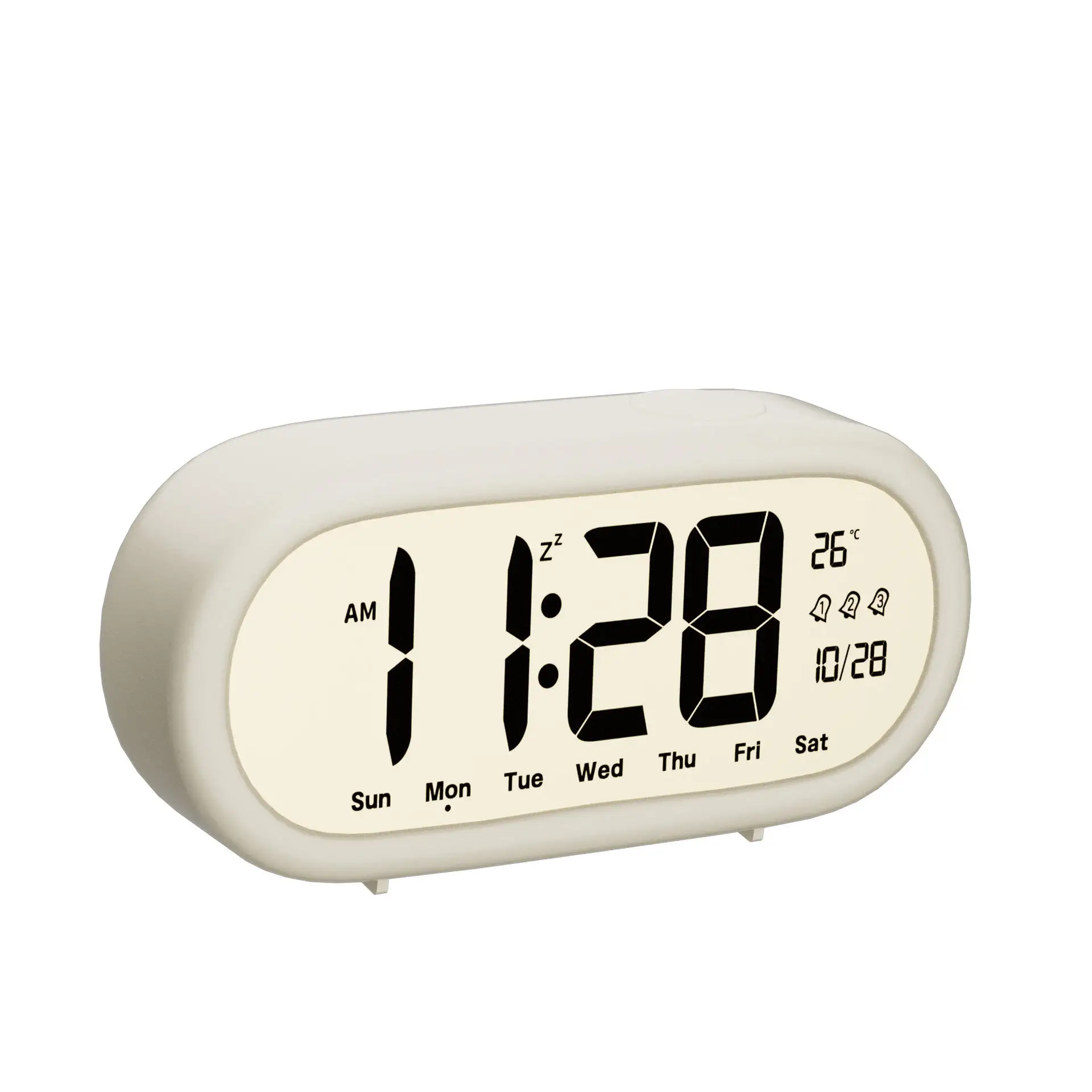Reloj despertador digital con LCD, calendario, temperatura y humedad - imagen 3