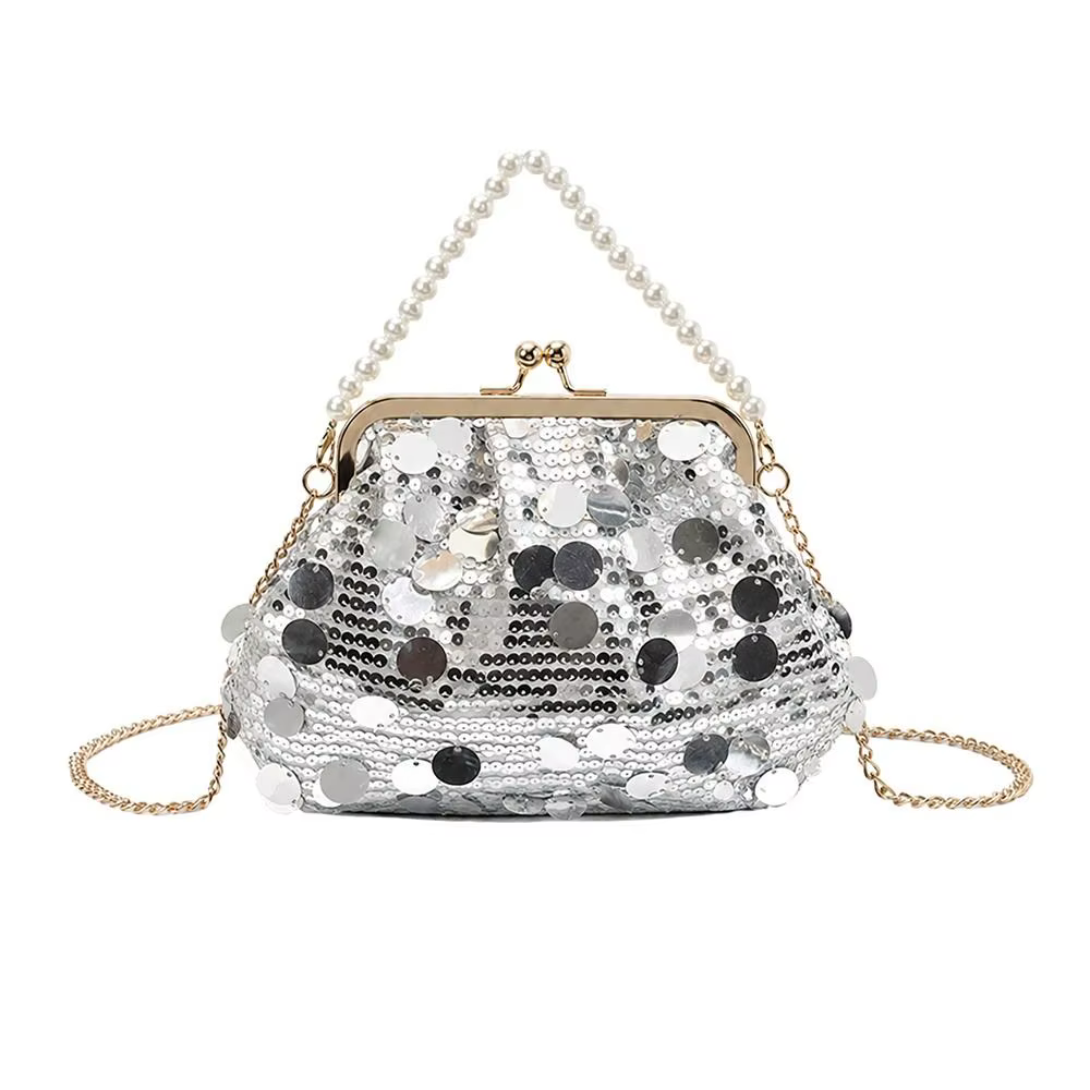 Bolso bandolera de fiesta con lentejuelas y perlas – Gran capacidad - imagen 4