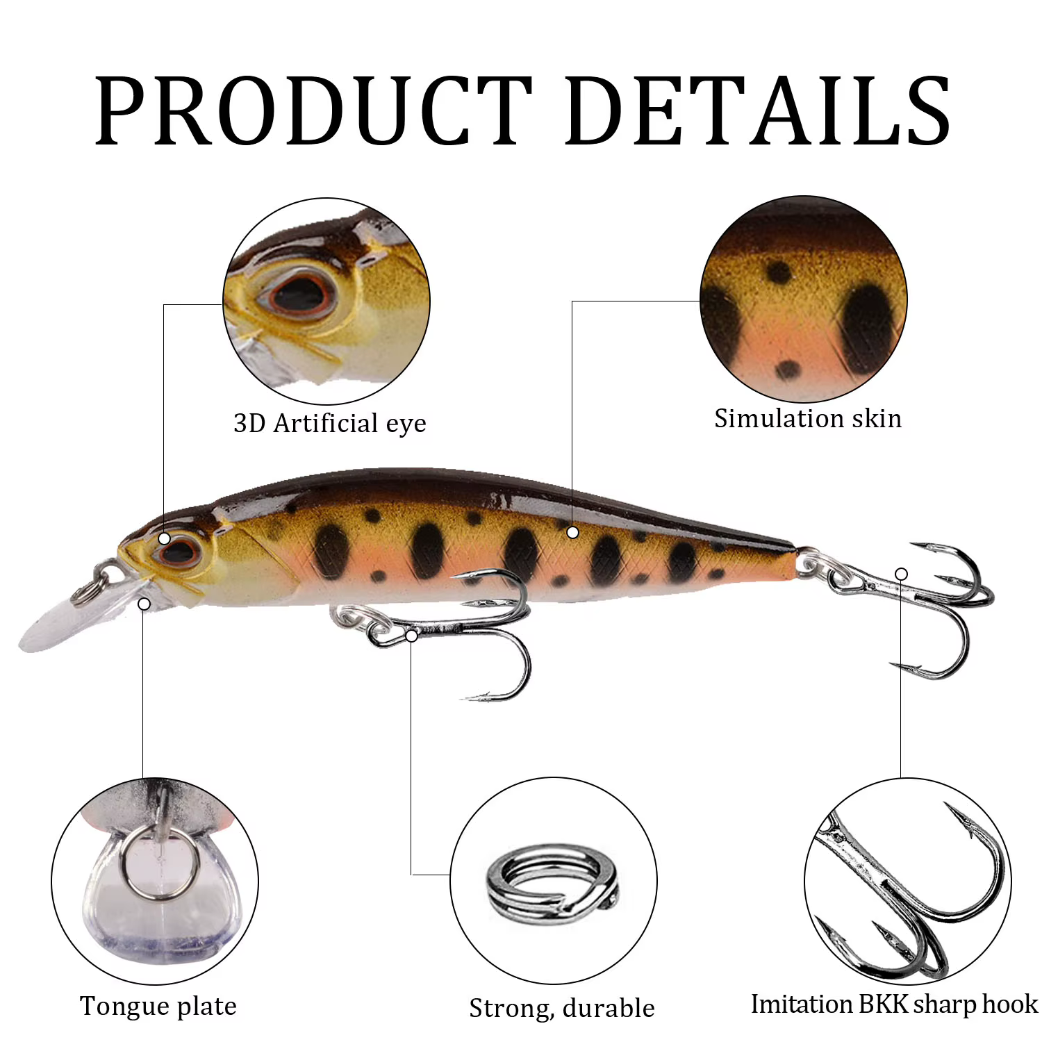 Minnow Wobblers Crankbait Hundimiento Lento para lucio - imagen 5