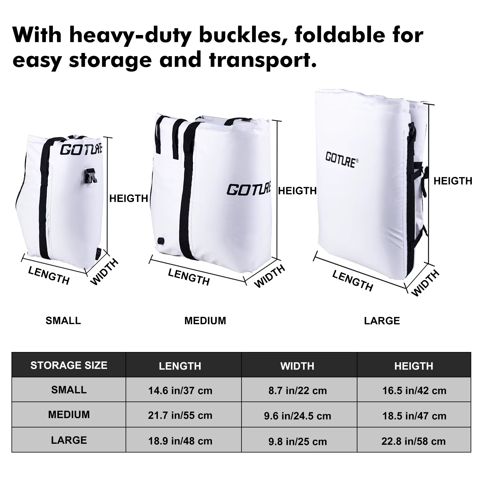 Bolsa Goture plegada y compacta, lista para guardar en equipaje o mochila