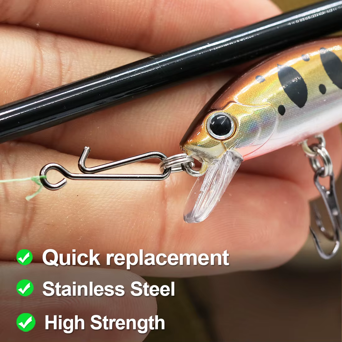 FishTrip conector Snap acero inoxidable negro pesca - imagen 4