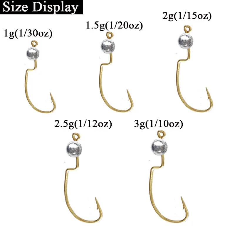 Anzuelo Jig Head Mini Worm con punta angular y barbilla para vinilos - imagen 4