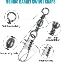 Barril giratorio de cobre con clip de seguridad para pesca