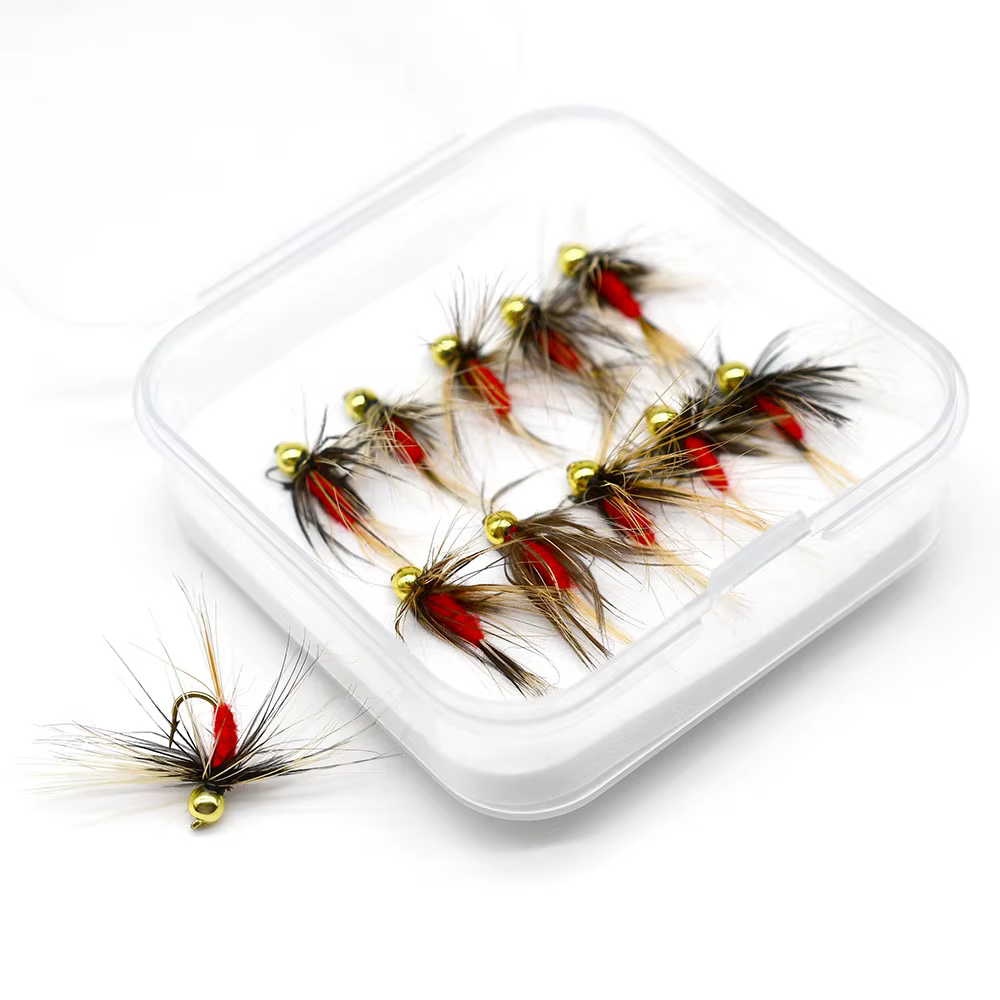 MNFT Ninfa Beadhead cuerpo rojo – Cobre para trucha - imagen 5