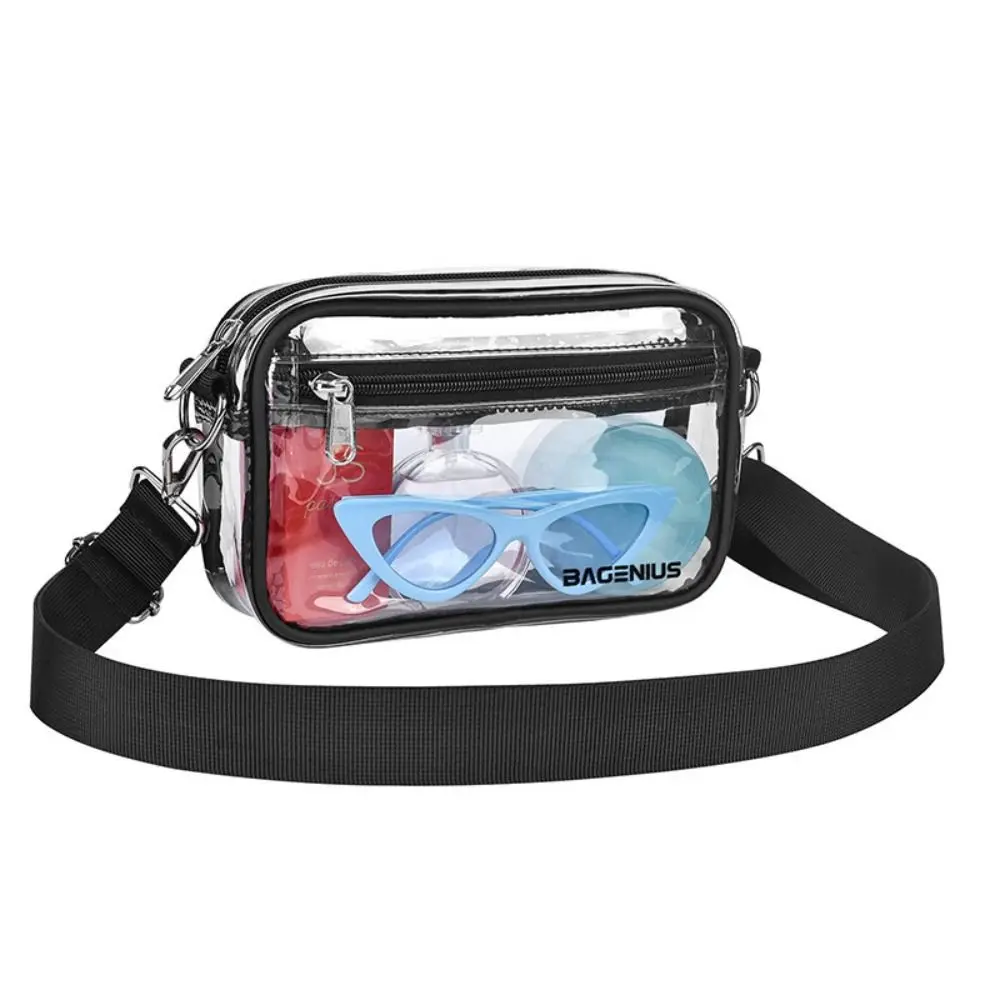 Detalle del bolso transparente y correa suave