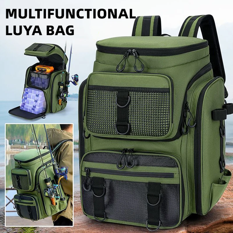 Mochila de pesca con soportes para caña y organizador señuelos - imagen 5