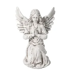 Ángel arrodillado de resina – Estatuilla religiosa decorativa para jardín