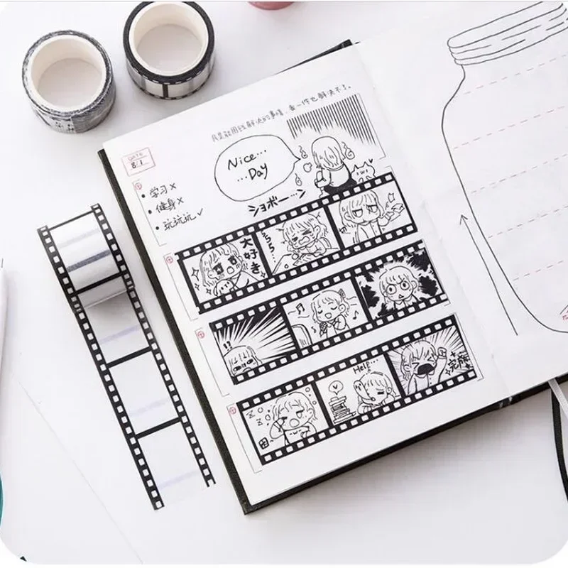 Cinta Washi en blanco y negro para cámara o álbumes de recortes - imagen 2