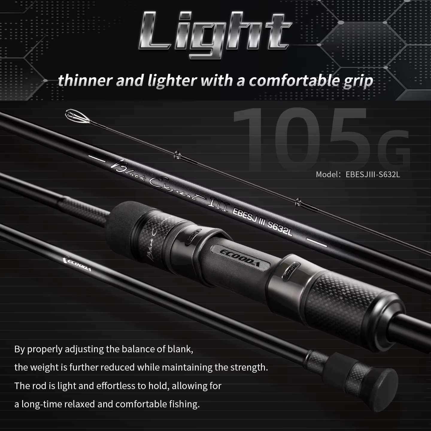 Ecooda EBESJ III Black Expert Caña Slow Jigging Carbono 40T - imagen 2