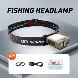 Linterna frontal LED recargable USB con sensor de movimiento para pesca