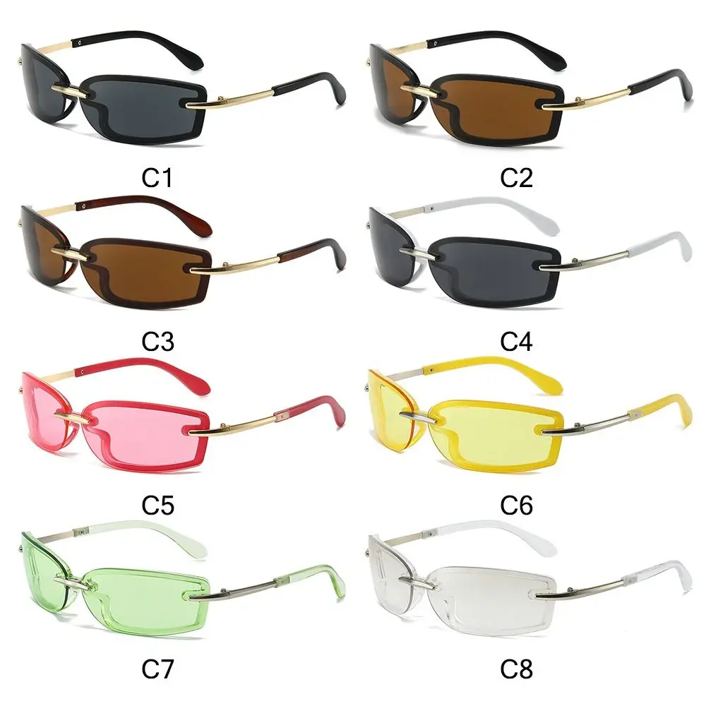 Gafas de sol cuadradas sin montura caramelo Y2K con protección UV - imagen 4