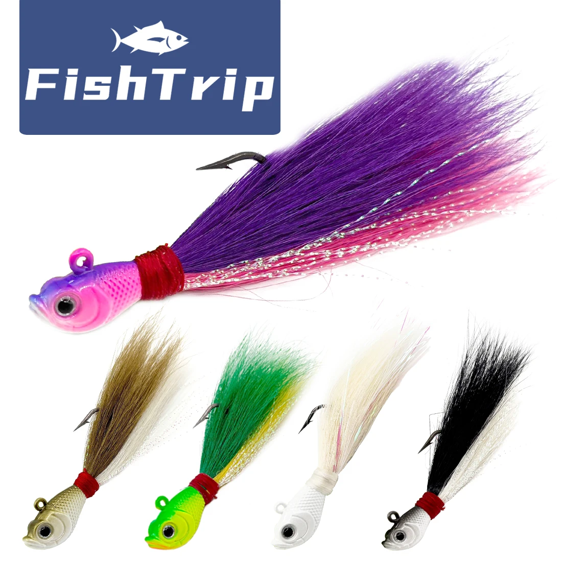 FishTrip Jig Head Bucktail 7-56g Multicolor - Trucha y Lubina Mar