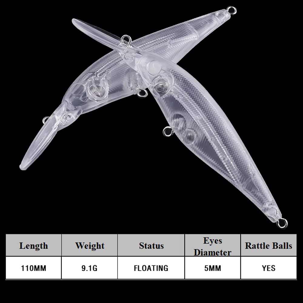 Chan'sHuang Minnow 110mm – Señuelo flotante artesano para pesca - imagen 4