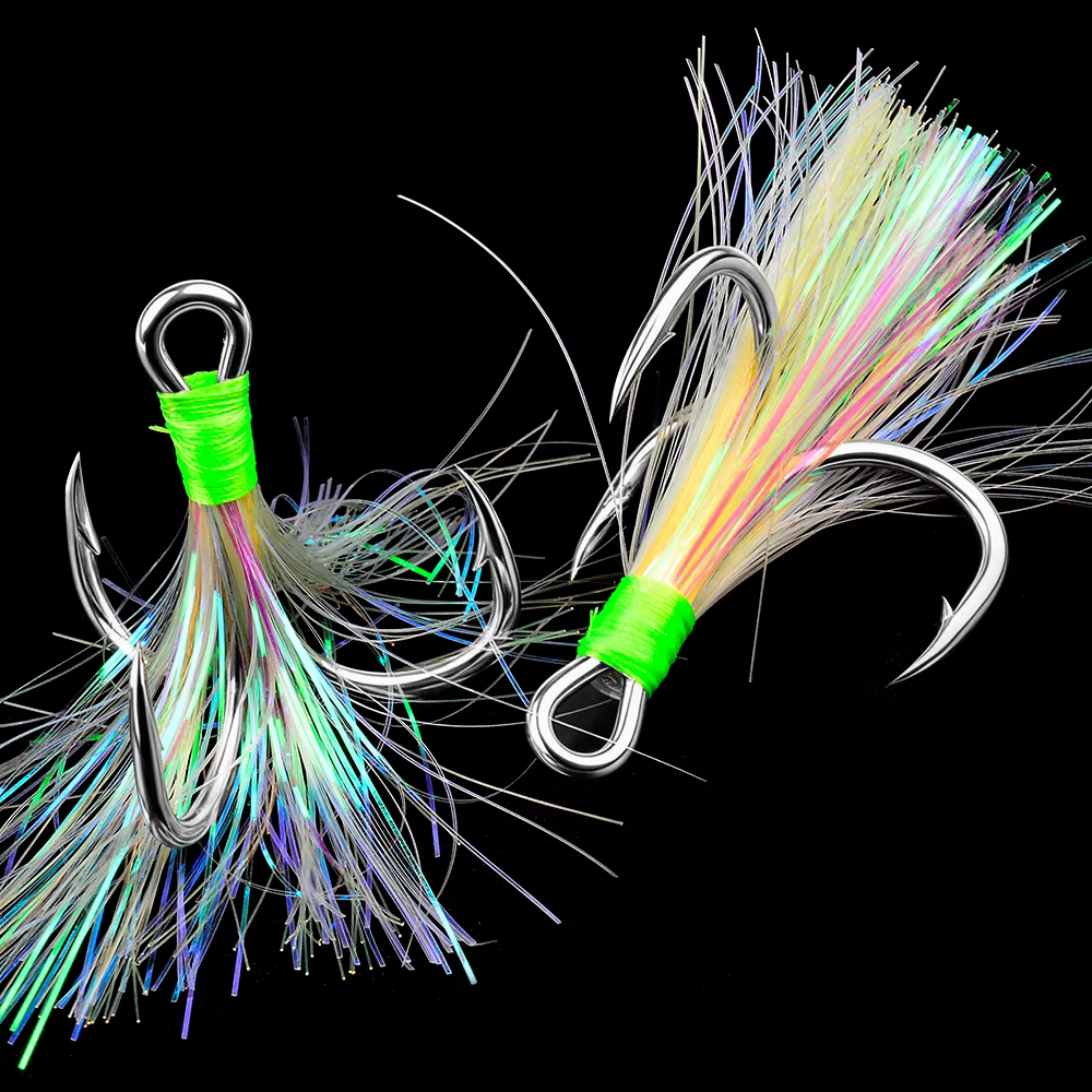 Anzuelo triple Proberos con pluma y púas – Acero carbono - imagen 4