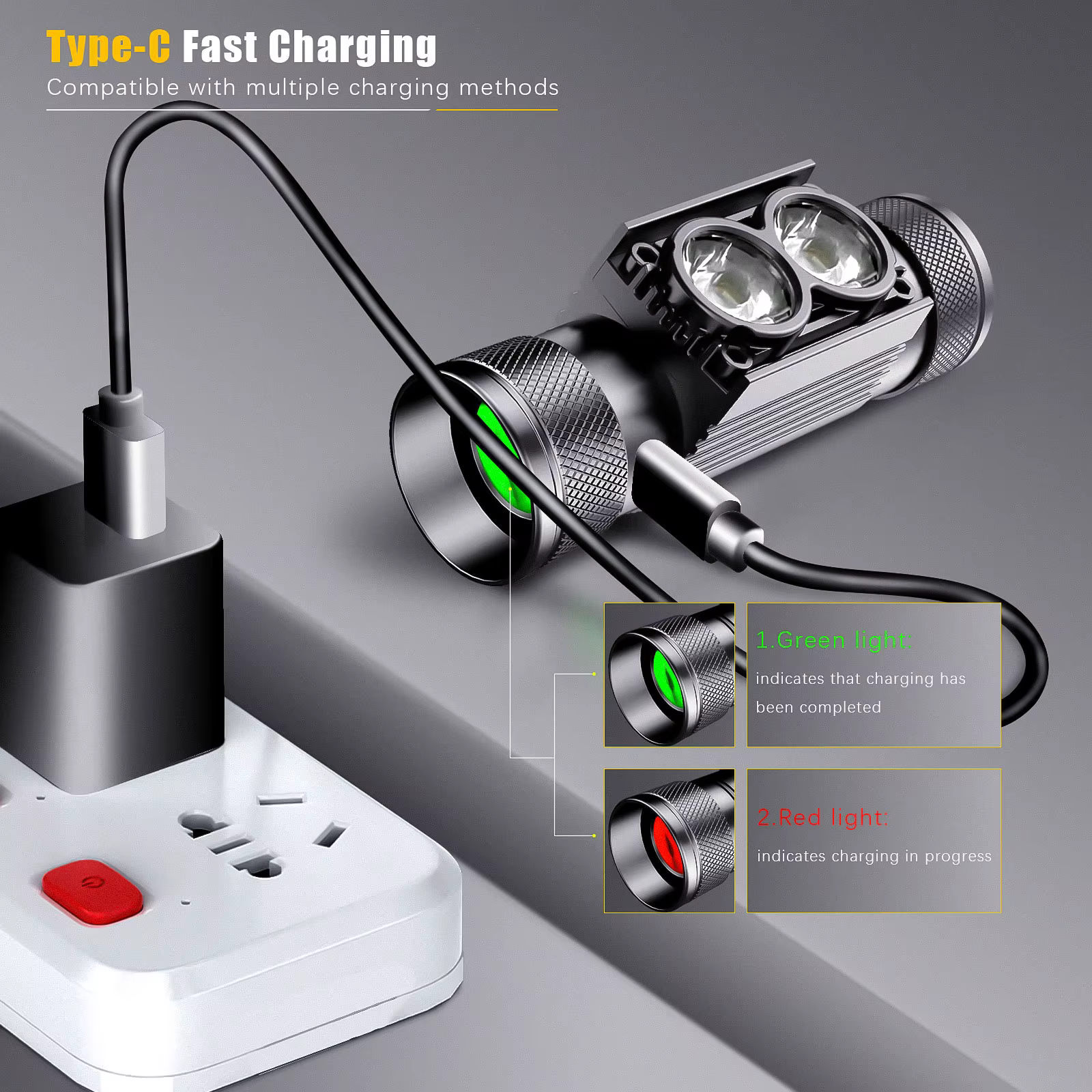 Faro LED recargable SOLOLANDOR con indicador de batería para caza - imagen 2