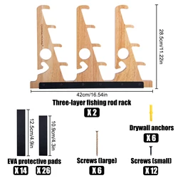 Goture Soporte de Pared para Cañas con Ruedas Fijas de Madera