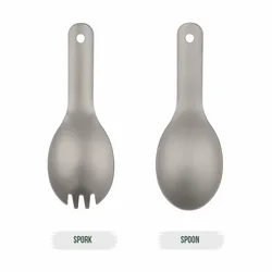 Cuchara tenedor de titanio ultraligera mini, mango corto portátil