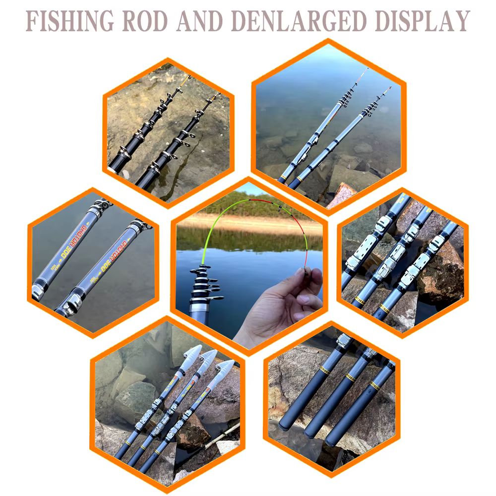 Cana telescopica de carbono para carpa y surfcasting ajustable - imagen 5