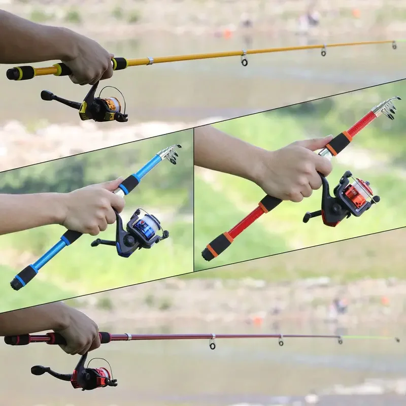 Juego de pesca con caña telescópica y carrete giratorio de viaje - imagen 2
