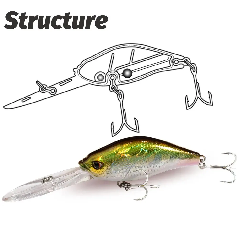 Minnow flotante Wobbler balasto de cobre – Señuelo swimbait pesca - imagen 3