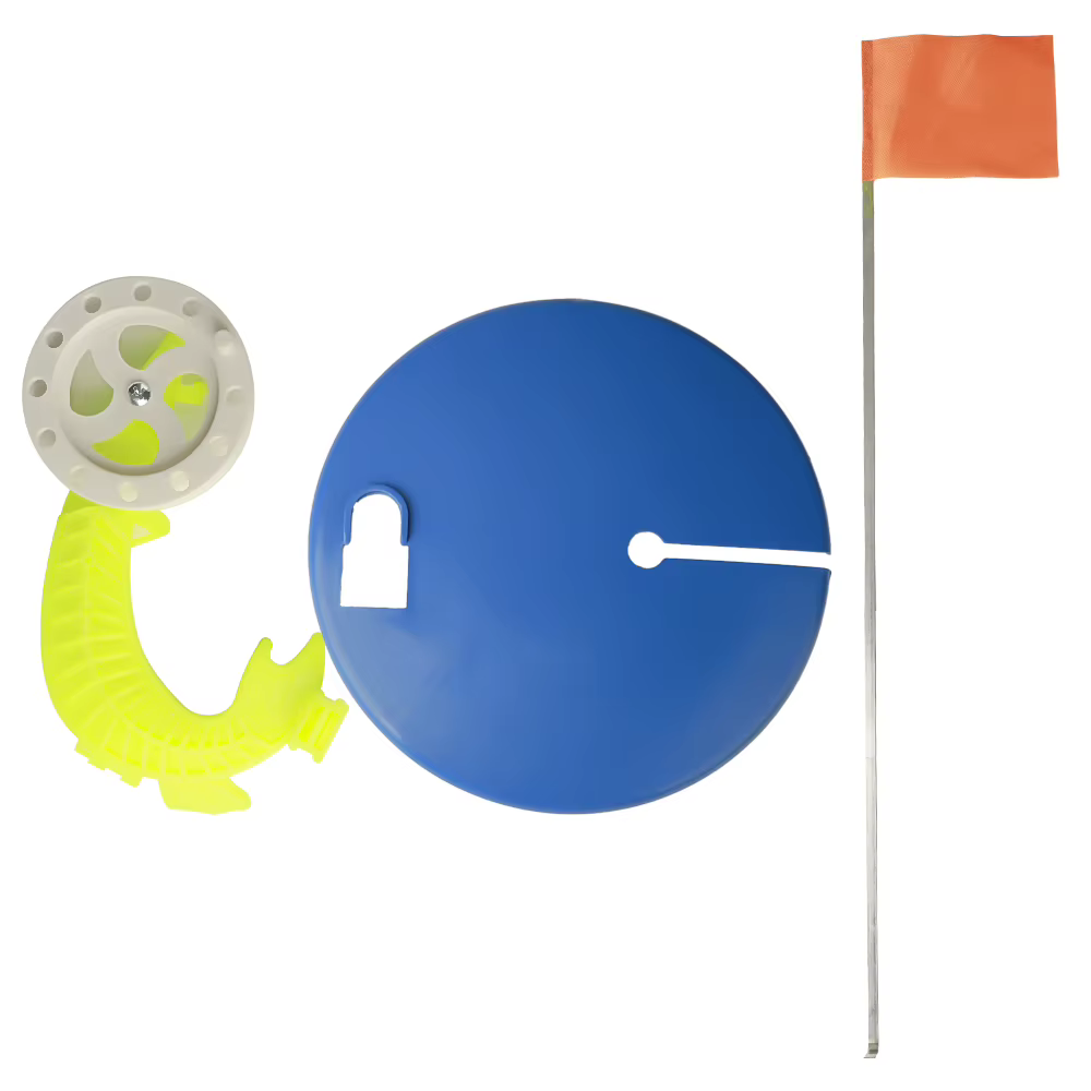 Set tip-ups FTK para pesca en hielo con trineo portátil y banderas - imagen 4