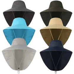 Sombrero de pesca ala ancha con protección solar y cuello