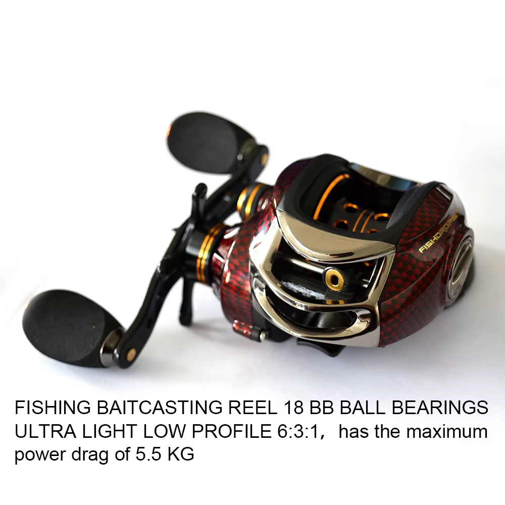 Carrete Fishdrops Baitcasting lateral