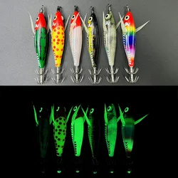 Jig de calamar luminiscente con anzuelo para pesca artificial